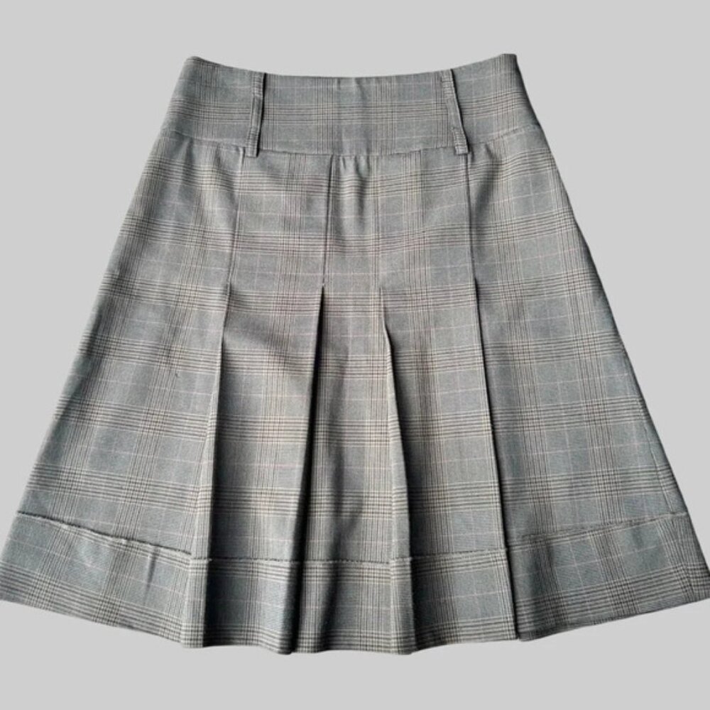 Sandra Angelozzi Pleated Academia Plaid Skirt